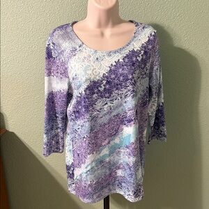 Chico’s Elegant Women's Purple and White Sweater